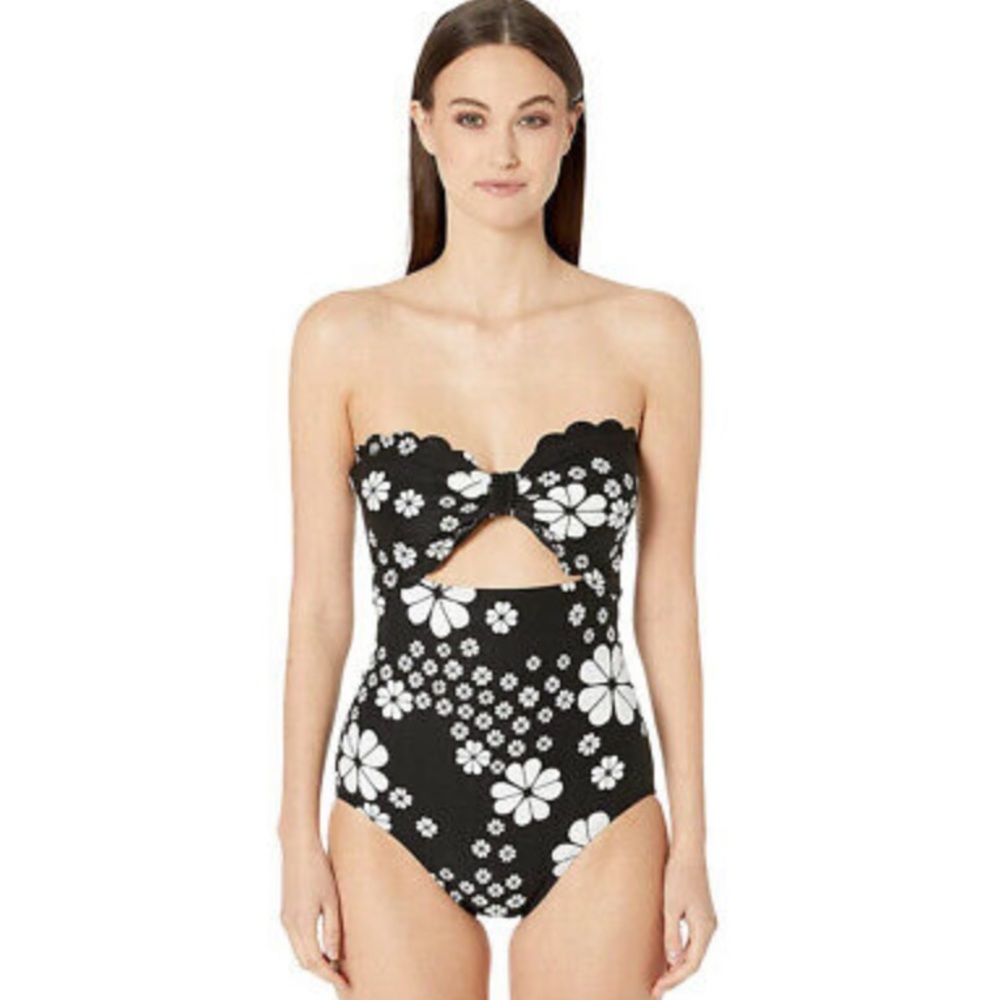 Kate Spade Floral Spade Scalloped Bandeau Swimsuit